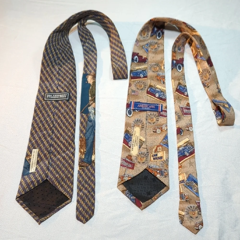 Men's Tie Set, Saturday Evening Post And Vintage Cars, Beautiful Mens Ties ..